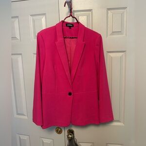 Express Women's Vibrant Pink Suit Jacket Size 12